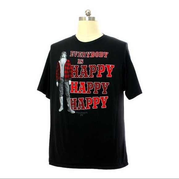 Duck Dynasty Everybody Is Happy Happy Happy T Shirt Mens Size 2XL Black Red - Picture 1 of 1